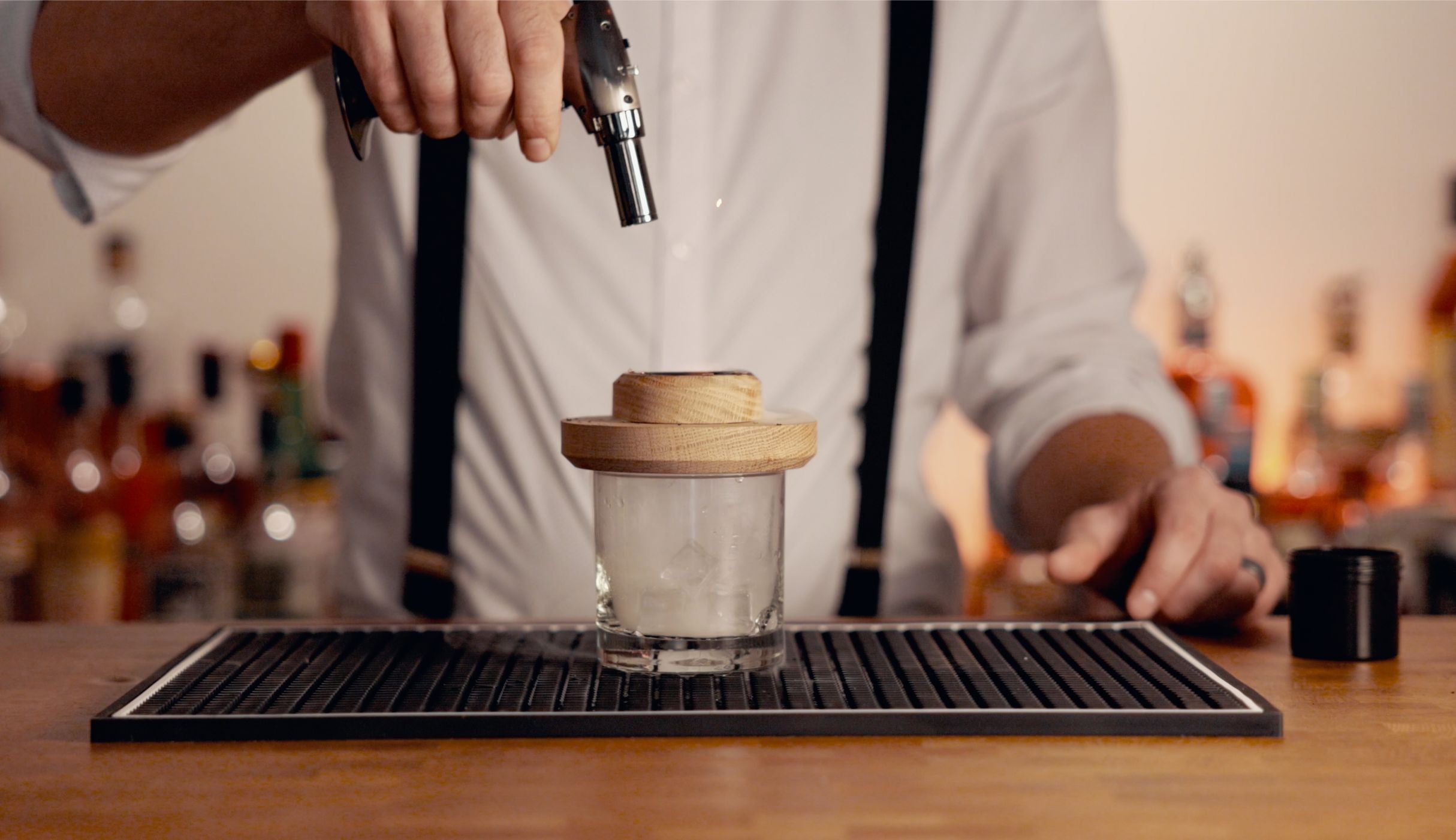 Bartender Smokes Cocktail 