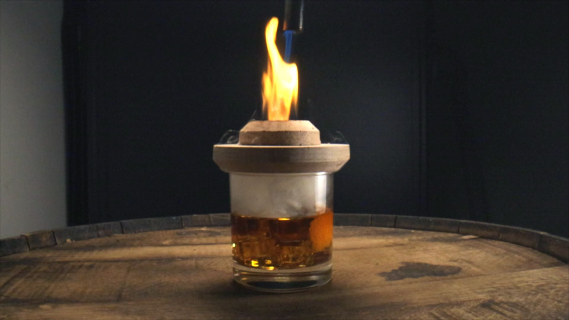 Smoke Stack Topper on Cocktail Glass